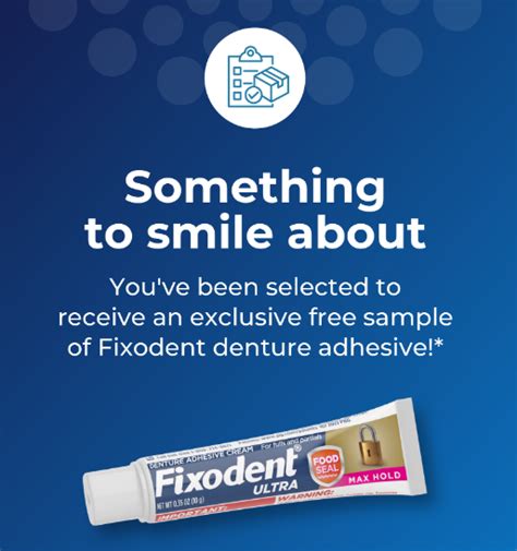 Free Fixodent Denture Adhesive Sample for signing up .